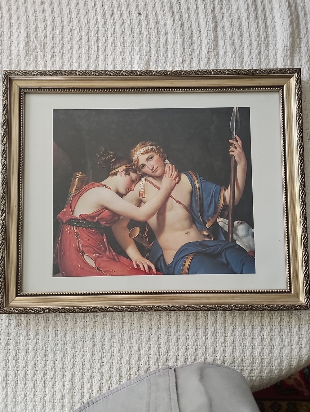 Classical Home Art Print in Red and Blue with Ornate Gold Frame
